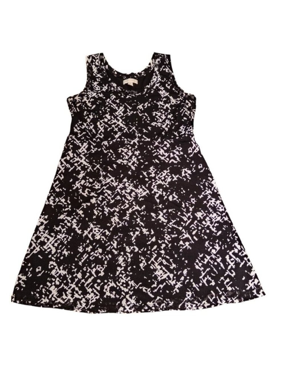 Vintage Laura Ashley A Line Abstract Print Dress Women’s Size 1X Black White